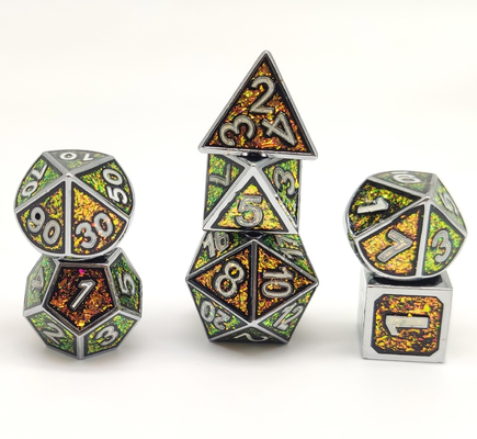 Gold Plated Metal Polyhedral Dice Multipurpose Sturdy Handmade