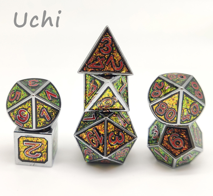 Sturdy Tabletop RPG Dice Set Gold Plated Surface Hand Carved