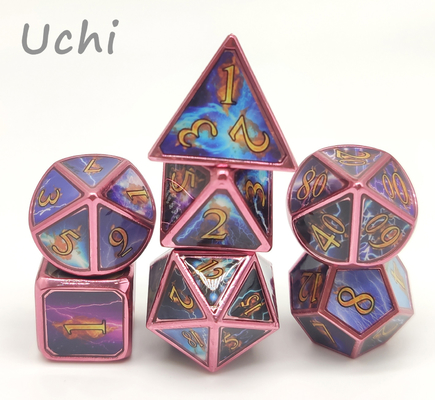 Hand Pouring Durable Fancy Dice Set , Environmental Friendly Color Changing Dice