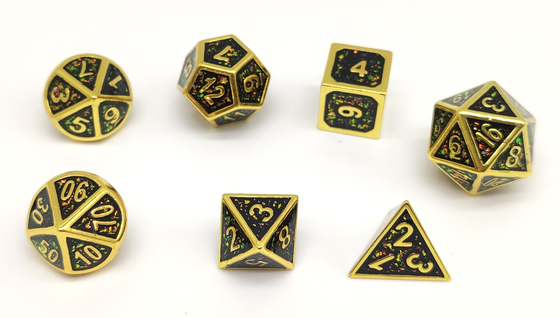 Sturdy Hand Pouring Colored Dice Sets , Metal Unique Polyhedral Dice