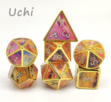 Metallic Brass Gold Dice Set Multipurpose For Dungeon And Dragon