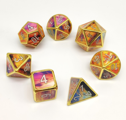 Metal Polished Custom Made Dice Sets , Gold Plated Beautiful Dice Set