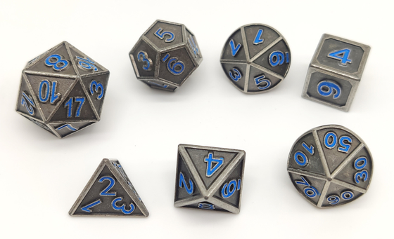 Metal KTV Gaming Dice Set , Hand Pouring Polyhedral 7 Die Set