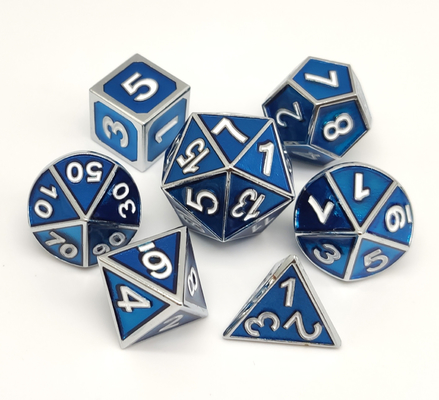 Handmade Luxury Blue Dice Set Multipurpose Hand Poured D4 D6 D8