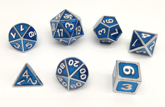 ISO9001 Painted RPG Dice Set Exquisite Carving Polyhedron Metal Material