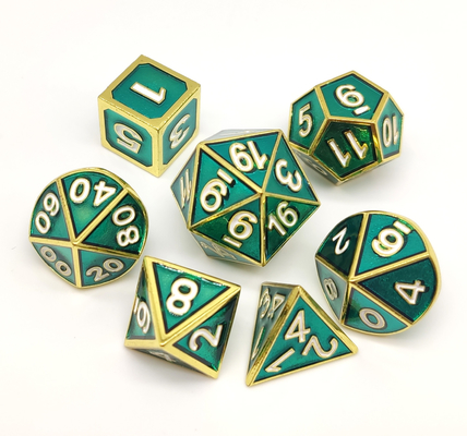 Polyhedron Green Metal RPG Dice Portable With Exquisite Gift Box Packaging​