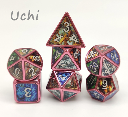 7 Piece Polyhedral Metal RPG Dice Set Antiwear For Tabletop Gaming