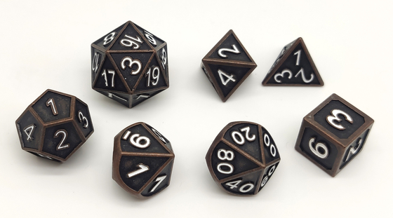 Odorless Sturdy Metal Polyhedral Dice Set , Wear Resistant Metal Mini Dice