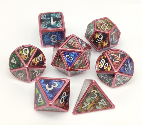 Odorless Sturdy Metal Polyhedral Dice Set , Wear Resistant Metal Mini Dice