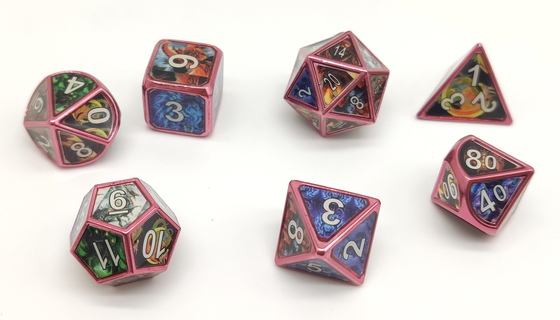 Nontoxic Luxury Metal RPG Dice 7 Piece Set Hand Pouring Durable