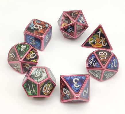 Nontoxic Luxury Metal RPG Dice 7 Piece Set Hand Pouring Durable