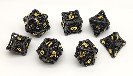 Odorless Portable DND Dice Metal , Hand Carved Black RPG Dice