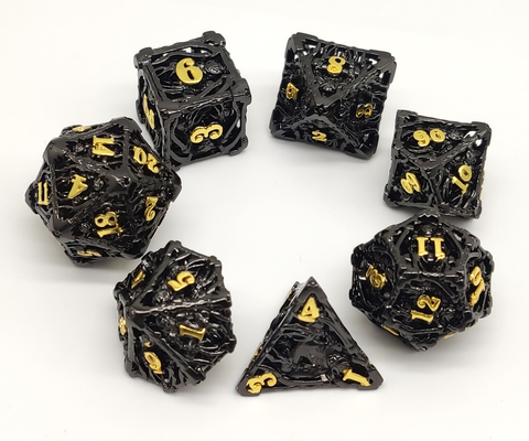 Odorless Portable DND Dice Metal , Hand Carved Black RPG Dice