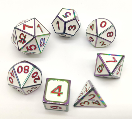 ISO9001 White Metal RPG Dice Set Hand Carved For Hammer And Yahtzee
