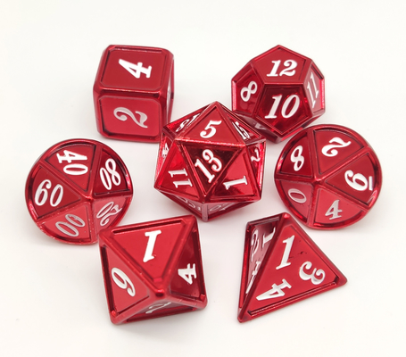 Sturdy Portable Red Metal Dice Set Handmade Seven Sharp Edged