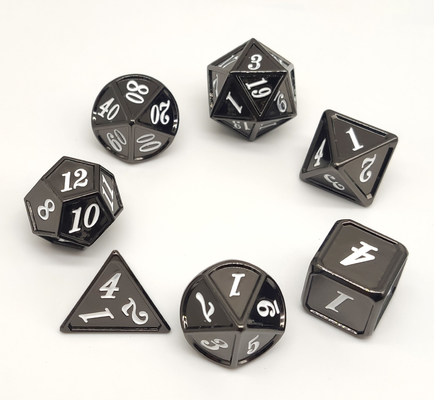 Hand Carved Black Metal RPG Dice Sturdy For Dungeon And Dragon