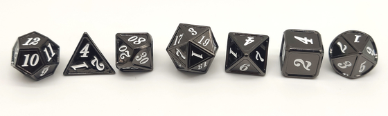 Hand Carved Black Metal RPG Dice Sturdy For Dungeon And Dragon