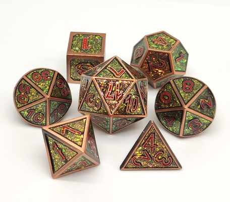 Antiwear Metal Mini RPG Dice Sets Gold Plated Surface Lightweight