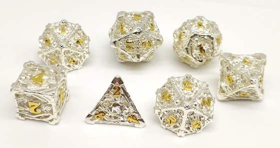 Portable Hand Poured Tiny Dice Set , Gold Plated Metal Mini Dice