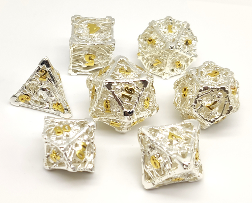 Portable Hand Poured Tiny Dice Set , Gold Plated Metal Mini Dice
