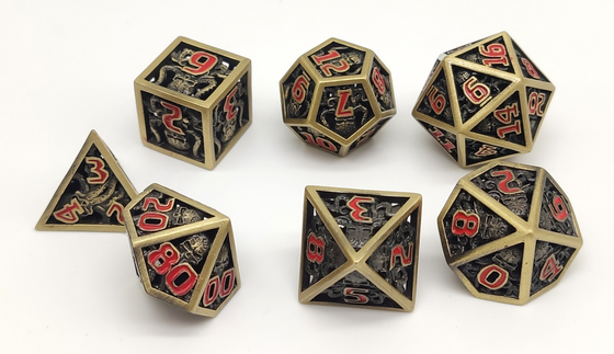 Hand Pouring Metal Polyhedral Dice Odorless Antiwear 7 Piece Set