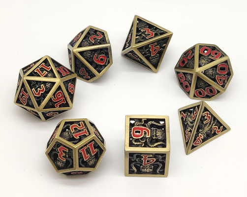 Hand Pouring Metal Polyhedral Dice Odorless Antiwear 7 Piece Set