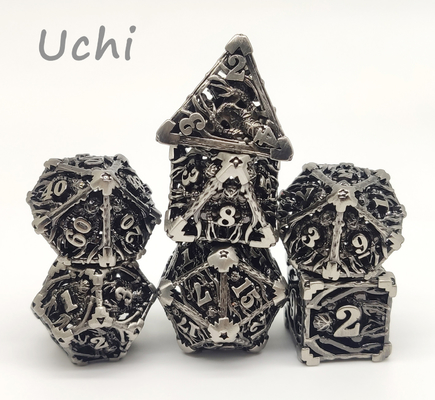Portable Sturdy Polyhedral 7 Die Set , Wear Resistant Metal Dice RPG
