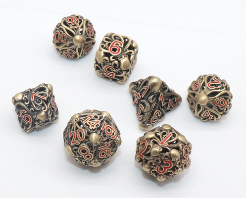 Antiwear Portable Tiny Metal Dice , Durable Gemstone Polyhedral Dice Set