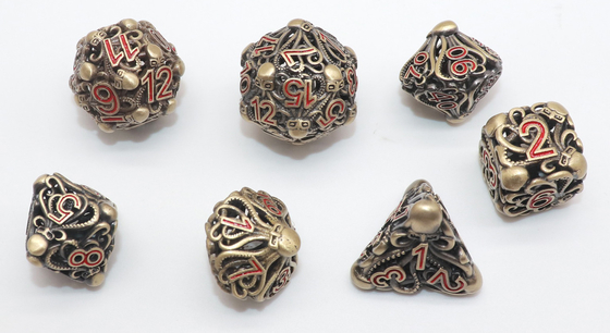 Antiwear Portable Tiny Metal Dice , Durable Gemstone Polyhedral Dice Set