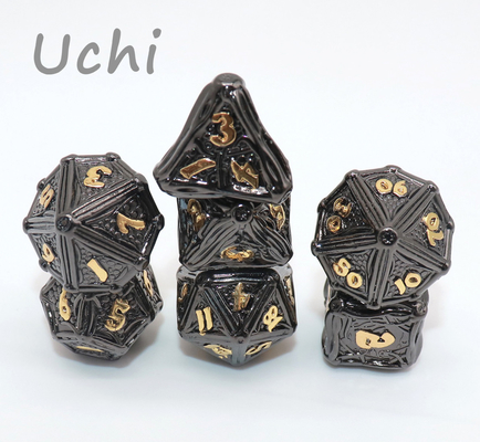 Practical Sturdy Small Metal Dice , Polyhedral Sharp Edged Tiny Dice Set