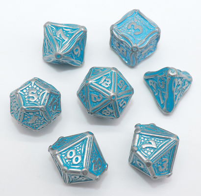 Polyhedron Sturdy Blue Metal DND Dice Hand Pouring Wear Resistant