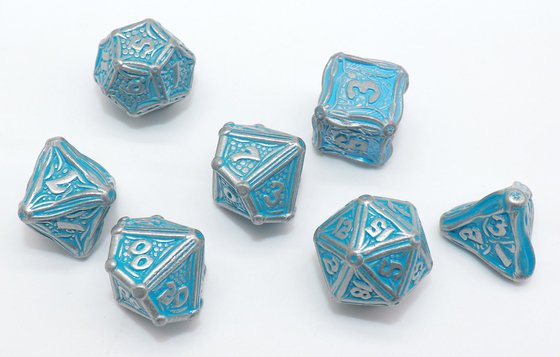 Hand Made Blue Mini Polyhedral Dice Lightweight Metal Material