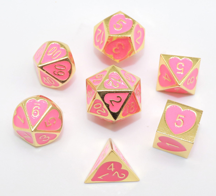 Odorless Portable Pink Metal Dice , Hand Carved Role Playing Dice