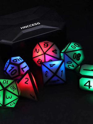 Metal DND Dice Set Sharp Edge Resin Dice Led Luminous Dice