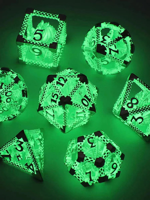 Hot Selling Metal DND Dice Set Sharp Edge Resin Dice Led Luminous Dice