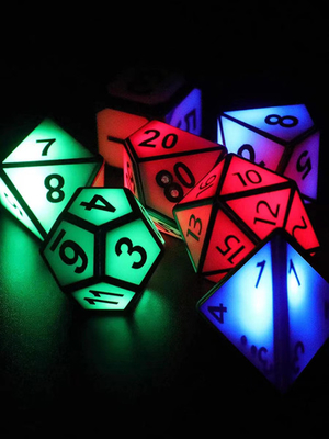 Metal DND Dice Set Sharp Edge Resin Dice Led Luminous Dice