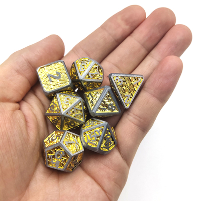 Trade Card Luminous Dice  Dice Set For DND Or RPG Polyhedral Metal Gold Yellow