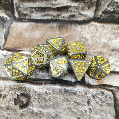 Trade Card Luminous Dice  Dice Set For DND Or RPG Polyhedral Metal Gold Yellow
