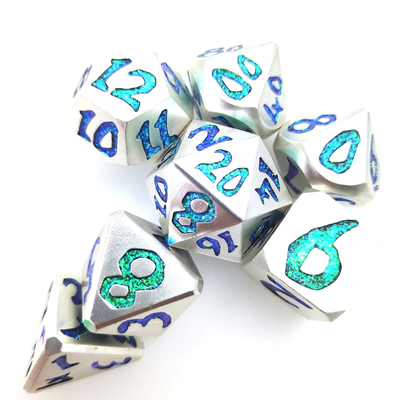 Made Dice Polyhedral Set Exquisite Carving Metal Dice Luxury Poker