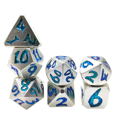 Friendly Dice Set Multipurpose Carving Metal Polyhedral RPG Dice D6 D8 D10