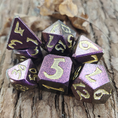 Board game RPG Dice Set Hand 7 Piece Light weight Sharp Metal Polyhedral Black