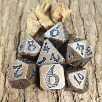 DND Board game Multi color Brass RPG Polyhedral Dice Set Wear Copper Dice Sets