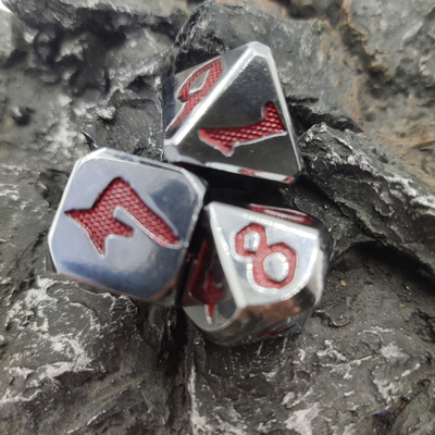 Multipurpose Tiny Metal Dice Red Dice Polyhedral Set For Dungeons And Dragons Silver Red