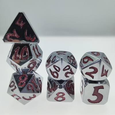sliver red Odorless Lightweight Multi Function Polyhedron Dice Dice Set Sturdy 7 Pcs Size 12cm For Rpg Game