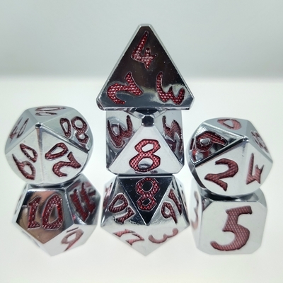 sliver red Odorless Lightweight Multi Function Polyhedron Dice Dice Set Sturdy 7 Pcs Size 12cm For Rpg Game