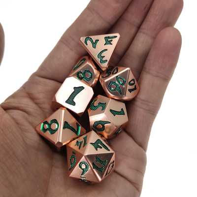 Sharp Edge Handmade Polyhedral Dice Set High Quality Metal Special Hands Feeling Green For rpg game