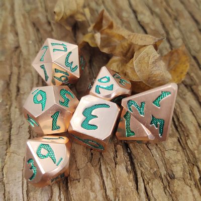 Green Metal Copper Polyhedral Dice Practical Vintage Nice Dice Set For DND game Neat Sharp Edges