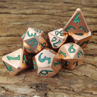 Green Metal Copper Polyhedral Dice Practical Vintage Nice Dice Set For DND game Neat Sharp Edges