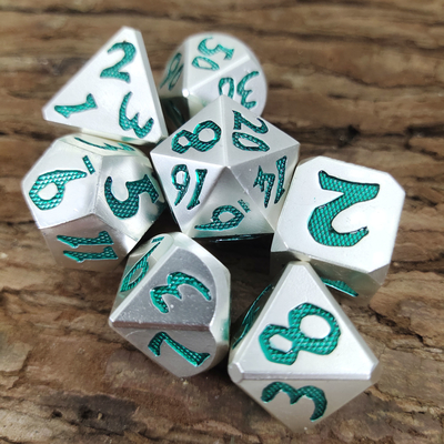 Edge Rpg Dice Rpg Dice Odorless Polyhedral Dice Lightweight Sharp Green Silver Metal