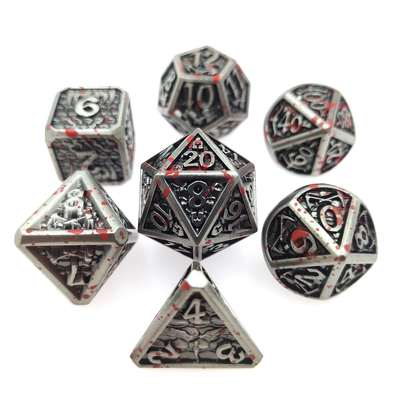 Hand Made Metal Polyhedral Dice Set For Rpg Games Silver And Black